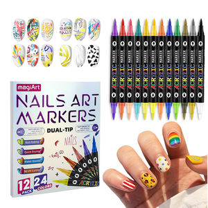 Set di <span class=keywords><strong>Pennarelli</strong></span> <span class=keywords><strong>per</strong></span> Nail Art in Acrilico con Doppia Punta, Penna <span class=keywords><strong>per</strong></span> Decorazione Unghie Non Tossica, Kit <span class=keywords><strong>per</strong></span> Decorazione Unghie Fai-da-Te Senza UV - Product Image 1