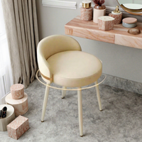Tabouret de maquillage et chaise à ongles en métal de luxe pour chambre de filles, chaise de coiffeuse haut de gamme avec dossier