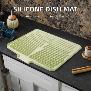 Household Silicone Dish Mat Insulated Water Draining Kitchen <b>Desk</b> Pad Heat Resistant Kitchen Accessory - Product Image 2