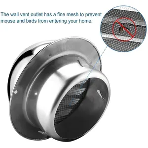 Factory Vents Ventilation QIEXEIN 304 Stainless Steel Air Vent HVAC System Ventilation Hood Air Outlet Vent Kitchen Duct Vent