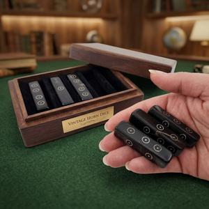 Dés de jeu rectangulaires en corne noire faits à la main, dés de jeu vintage en corne longue, dés de jeu naturels au design artisanal personnalisé, fournisseur en gros - Product Image 1