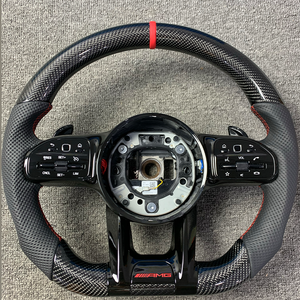 Volante in carbonio stile nero mezza pelle traforata per W213 C238 W463 W464 W222 C217 <span class=keywords><strong>CLS</strong></span> <span class=keywords><strong>C257</strong></span> W205 C63 AMG - Product Image 1