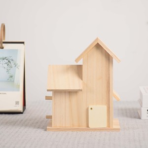 Casa para Pájaros de Madera, Estilo Villa de Tres Habitaciones, Adorno para Exteriores, Color Natural, Duradera - Product Image 3