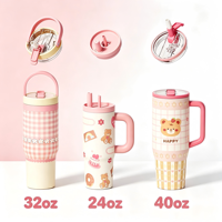 Gobelet isotherme en acier inoxydable avec poignée, couvercles de paille et couvercle, 40 oz, 32 oz, 24 oz, pour eau, thé glacé, café