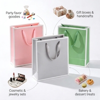 Sacs en papier souvenir GB38 avec bordure blanche et poignée en satin, emballage cadeau, sacs fourre-tout pour fêtes et friandises