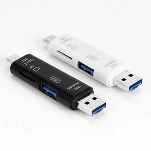 อะแดปเตอร์อ่านการ์ด 5 in 1 มัลติฟังก์ชั่น Type C Micro USB เป็น USB OTG USB 2.0 รองรับการ์ด TF สำหรับคอมพิวเตอร์และอุปกรณ์ Android - Product Image 1