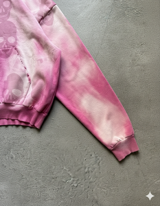 Felpe <span class=keywords><strong>con</strong></span> <span class=keywords><strong>cappuccio</strong></span> lavate <span class=keywords><strong>con</strong></span> acido in bianco 500 Gsm in cotone pesante <span class=keywords><strong>con</strong></span> <span class=keywords><strong>teschio</strong></span> grafiche attorcigliate - Product Image 3