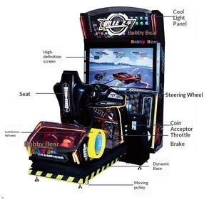 Machine d'arcade interactive de course automobile 3D avec volant, à monnayeur, thème Crazy Drive - Product Image 5
