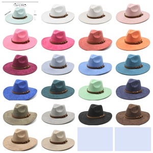 Chapeaux Fedora en feutre suédé à large bord, nouvelle collection, design tendance, pour hommes et femmes, vente en gros - Product Image 6
