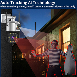 Telecamera di sicurezza esterna Wireless a doppia lente da 2mp rilevazione di movimento sicurezza Wifi Bullet PTZ Speed Dome Camera Ptz Ip Camera - Product Image 5