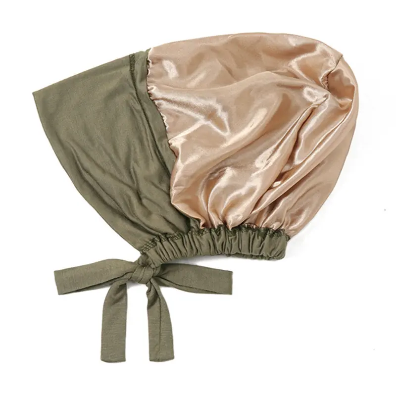 Hersteller Fertigwaren Deluxe Multi color Opaque Satin gefüttert Elastic Tether Kopf bedeckung Baumwolle Jersey Hut