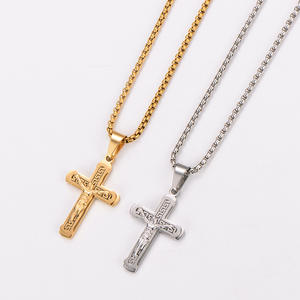 Collier Pendentif <span class=keywords><strong>Croix</strong></span> Crucifix Chrétien Classique en Acier Inoxydable Jésus Bijou <span class=keywords><strong>de</strong></span> Mode pour Hommes Vente en Gros - Product Image 6