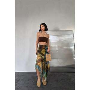 กระโปรงชีฟองพิมพ์ลายยืดหยุ่นสูงสำหรับผู้หญิง ผ้าวิสโคสโพลีเอสเตอร์พิมพ์ลายดิจิทัล แฟชั่นกระโปรงยาวพลิ้วสวย - Product Image 2