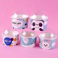 Gobelets à glace jetables en papier kraft à paroi simple de 12 oz avec logo personnalisé, gobelets à yaourt et à glace
