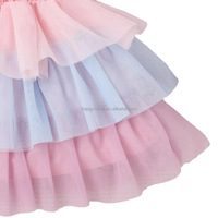 Robe de princesse dégradée rose et bleue pour filles, avec bretelles, en tulle à volants, corsage smocké, pour enfants et tout-petits, idéale pour anniversaire, tenue décontractée ou de fête, ODM 100%