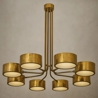 Lustre Sputnik en laiton de style moderne du milieu du siècle, industriel, fait main, vintage, LED à intensité variable, finition dorée, blanc chaud 2700K