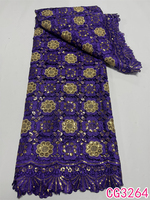Nouvelle Arrivée Tissu en Dentelle Guipure pour Fête, Tissu en Dentelle Guipure Fleurie Africaine avec Paillettes