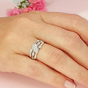 Conjunto de Joyería Nupcial F467 Infinity, Plata 925, Engaste de Diamantes Redondos, Anillos de Boda para Mujer, Joyería Fina - Product Image 4