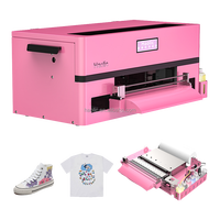 Imprimante Numérique DTF Rose Haolic 2025 A3 33CM XP600 Livraison Gratuite US pour T-shirts, Imprimante DTF et Four