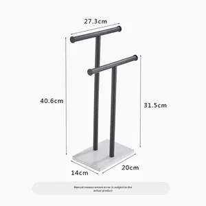 Portasciugamani verticale da appoggio in acciaio inossidabile spazzolato effetto marmo, mobile, con doppio portasciugamani per asciugatura mani e stoccaggio - Product Image 2