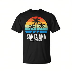 Santa Ana California T-Shirt Vintage Palm Tree Sunset Design Unisexe Taille adulte - Product Image 2