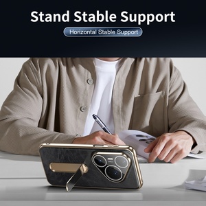 Étui de téléphone personnalisé en cuir PU avec électroplaqué pour Huawei P80 Ultra P70 Ultra avec protection à 360° °   Film de protection pour objectif HD Strip Stand - Product Image 3