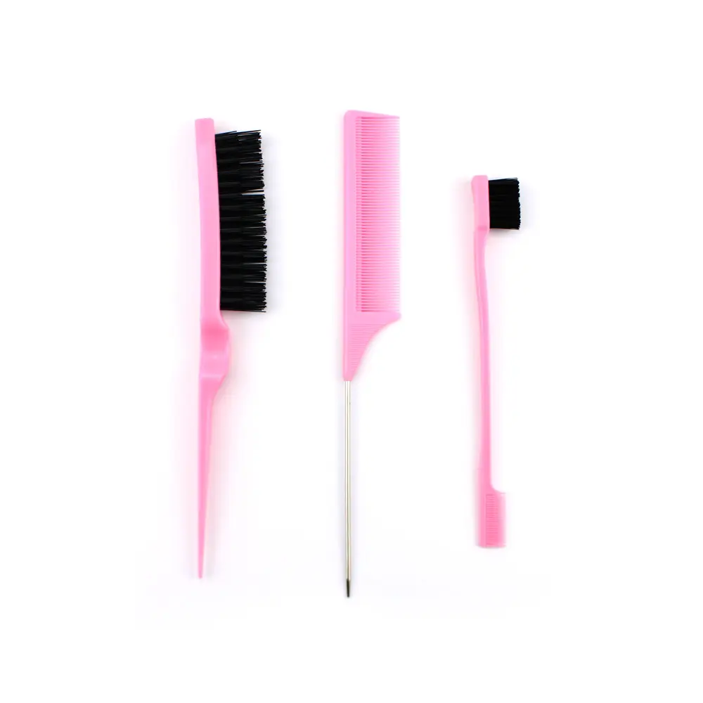 3 Pieces Hair Styling Comb Set Teasing Rat Tail Comb for Woman Baby Hair Combing Double Sided Edge Control Brush