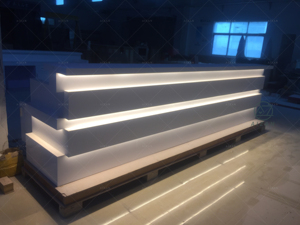 Luces LED RGB de tamaño pequeño, Mostrador de <span class=keywords><strong>cajero</strong></span> blanco elegante, mesa de escritorio frontal para oficina, clínica, tienda minorista, salón de belleza, Spa - Product Image 5