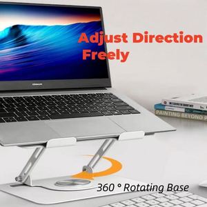 Support métallique pliable portable avec deux grands ventilateurs, support en acier réglable en hauteur, rotation à 360 degrés pour ordinateurs portables de 10 à 15,6 pouces - Product Image 4