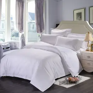 Customized hotel Soft smooth comfortable 240TC tencel polyester stripe bedding set