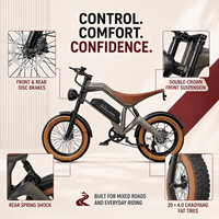 Vélo de montagne électrique pour adultes M20 48V 1000W 7 vitesses avec moteur arrière sans balais, freins à disque hydrauliques et suspension intégrale