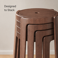 Tabouret de salle à manger empilable en bois, rond, sans dossier, gain de place, pour cuisine, café, restaurant