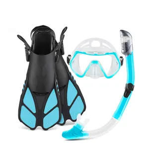 Maschera per snorkeling antiappannamento in silicone certificato CE all'ingrosso e Kit per immersioni Flipper con occhiali