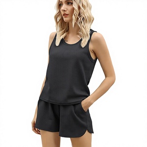 Summer Winter Women Short Sling Top Shorts Home Wear Sets Sleeveless O-Neck Casual Pajamas Elastic Waist 100% Cotton Elegant - Product Image 3