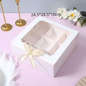 Caja para Empacar Pasteles con Ventana, Grado Alimenticio, Blanca, con 4/6/9 Cavidades para Cupcakes, Pasteles de Ratón, Caja para Pasteles de Navidad y San Valentín - Product Image 3