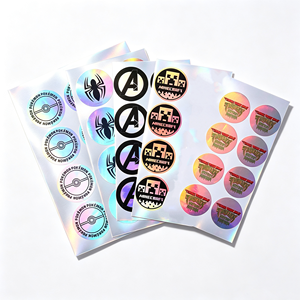 Feuilles d'autocollants ronds holographiques en PET avec des motifs Pokémon, Minecraft, Avengers, Teenage Mutant Ninja Turtles pour projets créatifs - Product Image 1