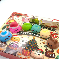 Calendrier de l'Avent Squishy de Noël, Jouet Anti-Stress Fidget, Boîte Surprise de Fêtes pour Cadeau