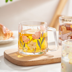 Tasse à lait en verre épais résistant à la chaleur avec poignée pour le petit-déjeuner et le thé de l'après-midi - Product Image 4