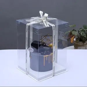 Grande boîte d'emballage de gâteau rigide carrée transparente en plastique avec couvercle Transparent
