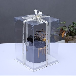 Boîte d'emballage rigide carrée transparente en plastique pour gâteau de mariage avec couvercle transparent - Product Image 2