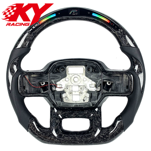 พวงมาลัยกีฬาแบบ LED RPM หุ้มหนังสีดำคาร์บอนไฟเบอร์ฟอร์จแบบกำหนดเองสำหรับ Ford Raptor F150 F-150 XLT STX Raptor ปี 2019-2025 - Product Image 1