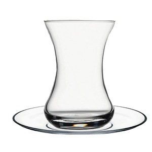 Nuovo Design Elegante Bicchierino <span class=keywords><strong>da</strong></span> Shot in Vetro Borosilicato Ecologico Soffiato a Mano Infrangibile, <span class=keywords><strong>Tazze</strong></span> <span class=keywords><strong>da</strong></span> Tè Turche a Tulipano <span class=keywords><strong>Nere</strong></span> con Piattini - Product Image 3