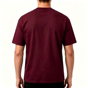 Camiseta Personalizada de 400 g/m² para Hombre, 100 % Algodón, Estilo Urbano Holgado, Diseño Gráfico Vintage, Unisex, Casual, Manga Corta, Color Claret - Product Image 4