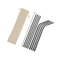 Ensemble de pailles en acier inoxydable pliables de qualité alimentaire, respectueuses de l'environnement, pour gobelets, couleur argent, pour la maison et le bar, BOTHWINNER, moderne