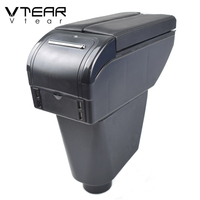Vtear - Boîte de rangement pour accoudoir avant de voiture en ABS et cuir PU, porte-gobelet, accessoires intérieurs pour Renault Clio 2/4 2012-2019