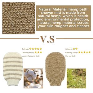 Custom Logo Oval Eco-Friendly Cotton Jute Beige/Brown Body Scrubber <b>Gloves</b> Exfoliating Mitt Deep Cleansing Dead Skin Removal - Product Image 2