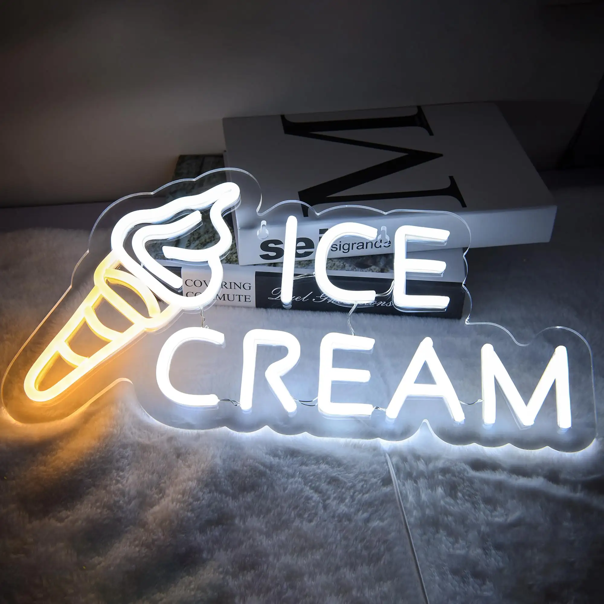 Ice Cream Neon Sign for Ice Cream Shop Wall Decor Business Dessert LED light for Bar Party Bedroom Decoration Christmas Gift