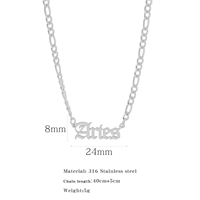 Hongtong acier inoxydable et plaqué or 18 carats nom du zodiaque NK Figaro chaîne colliers à la mode signe du zodiaque pendentif pour unisexe pour les femmes
