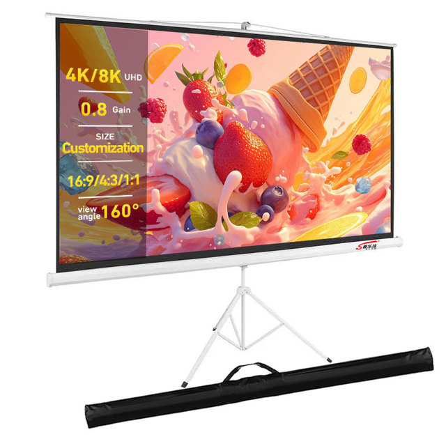SLJ 120 Inch Matte White Portable Stand Projection Screen/hd Retractable Manual Pull Down Tripod Projector Screen