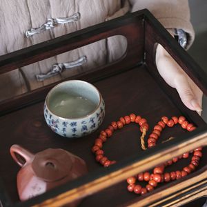 Xiangfei Bamboo Double Layer <b>Storage</b> Box Rectangular <b>Stackable</b> Tea Set Organizer Food <b>Container</b> Anji Origin - Product Image 3
